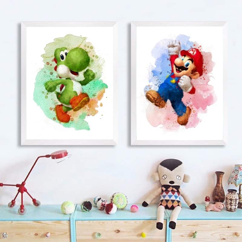 Set of 7 Super Mario PRINTABLE Watercolor Poster, Wall Art Poster  Decoration, Printable Mario Bros., Bowser, Donkey Kong Gift 
